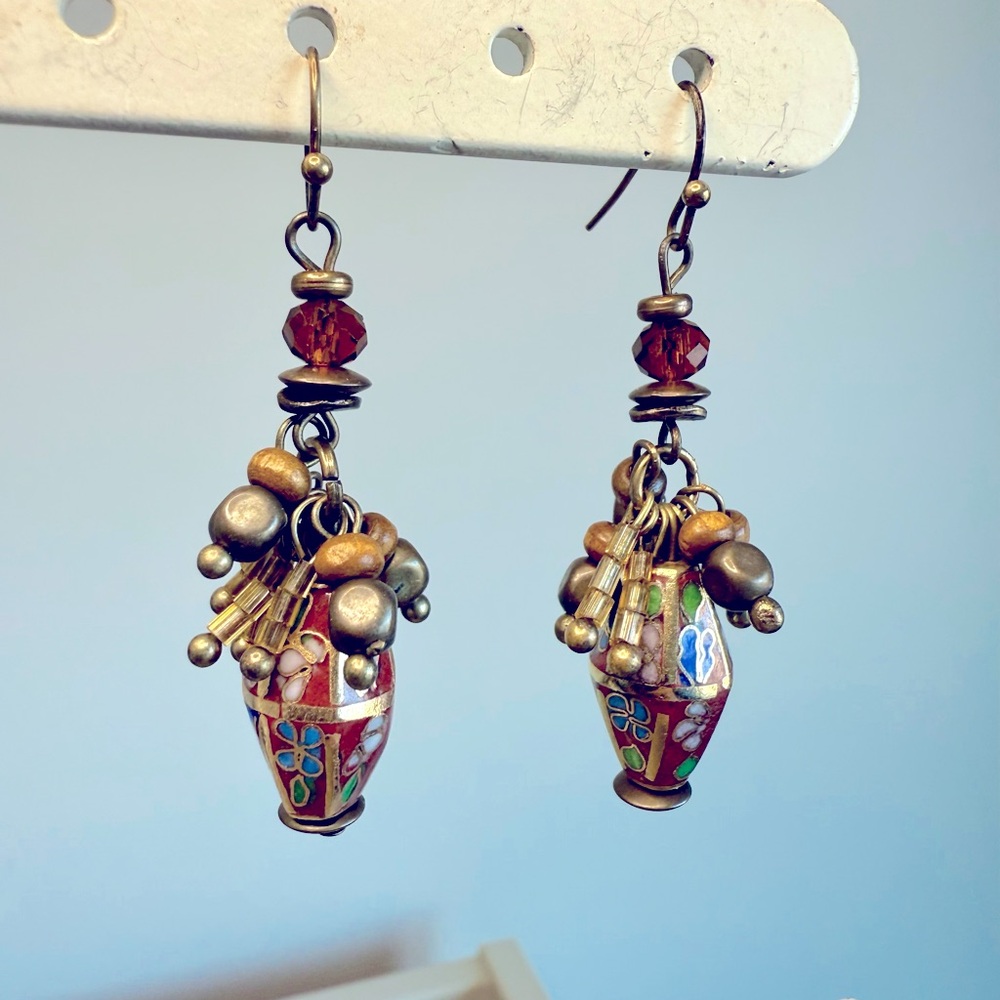 Unique cloisonné earrings